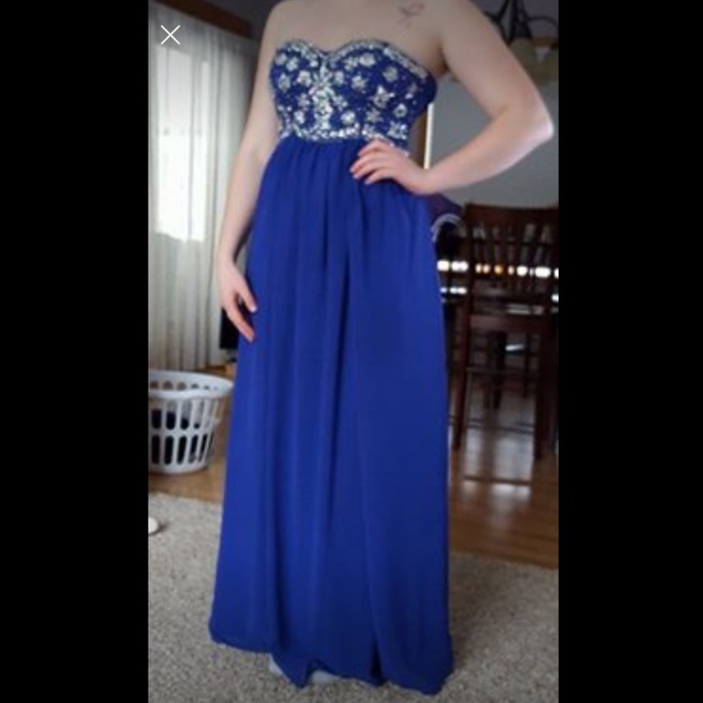 PromGirl Royal Blue and Beaded Prom Dress!